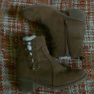 Justice, cute fall brown winter high heel kids boots